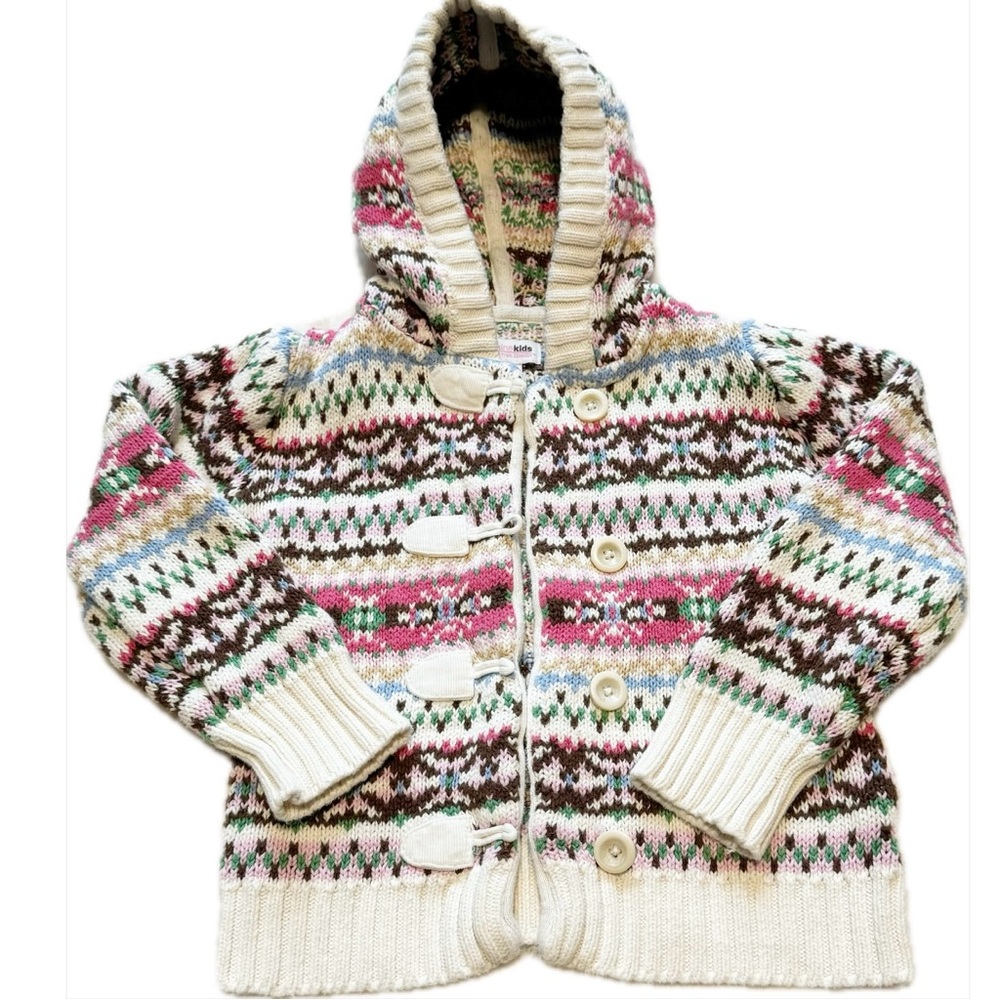 Genuine Kids from Oshkosh Cozy Multicolor Heavy Knit Hooded Cardigan for Kids